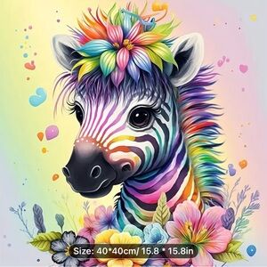 Diamond Art Kit NIP - Colorful Zebra